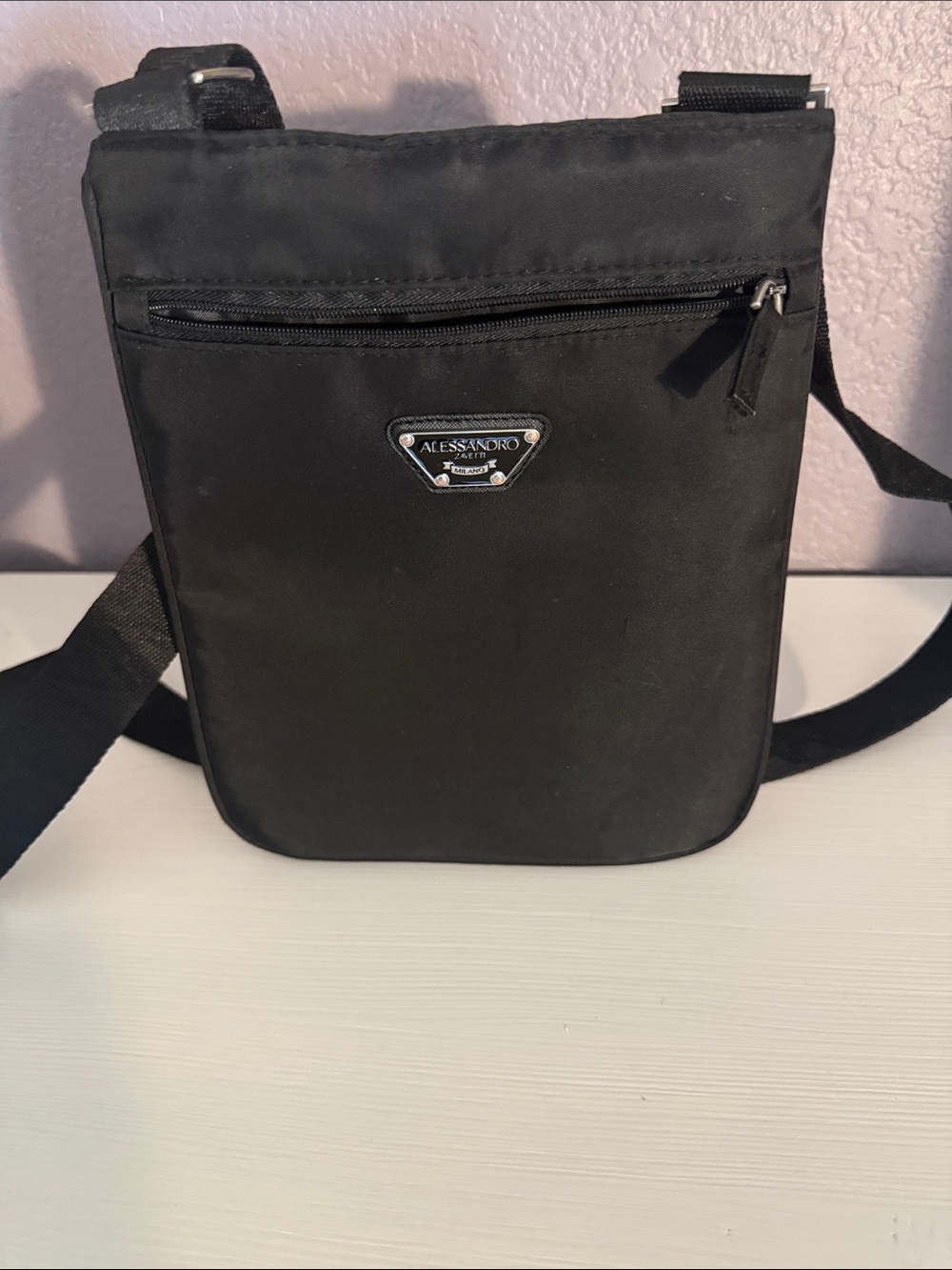Black Nylon Crossbody Messenger Bag